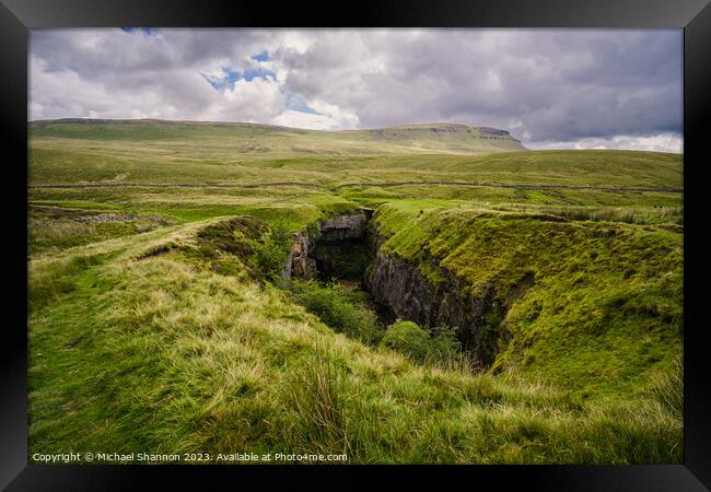 Hull Pot and Penyghent in the Yorkshire Dales Nati Framed Print by Michael Shannon