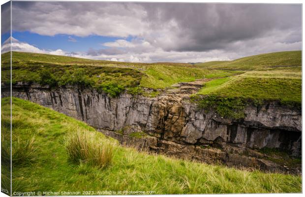Hull Pot near Penyghent in the Yorkshire Dales Canvas Print by Michael Shannon