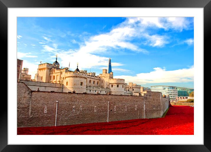 'Tower of London: Scarlet Sea Remembrance' Framed Mounted Print by Andy Evans Photos