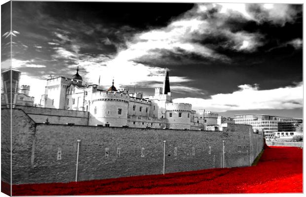 Tower of London's Ceremonial Red Poppies Canvas Print by Andy Evans Photos