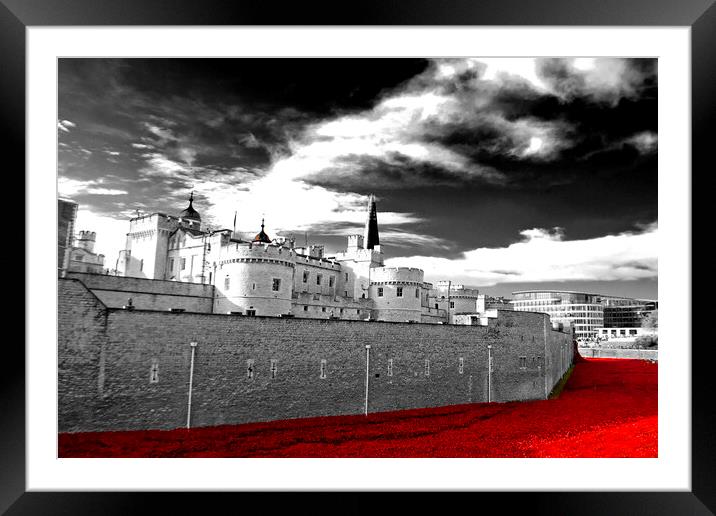 Tower of London's Ceremonial Red Poppies Framed Mounted Print by Andy Evans Photos