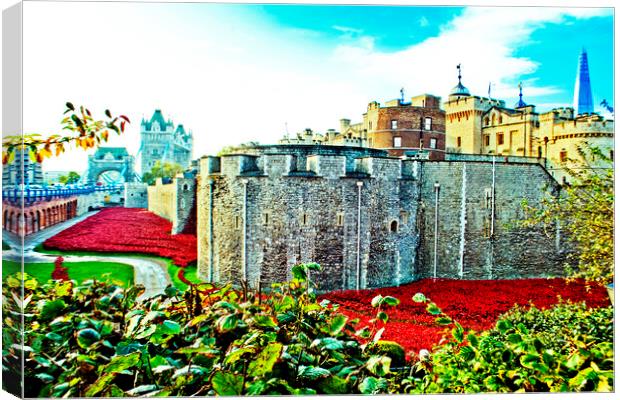 Blood-Swept Seas: London's Tower Poppy Tribute Canvas Print by Andy Evans Photos