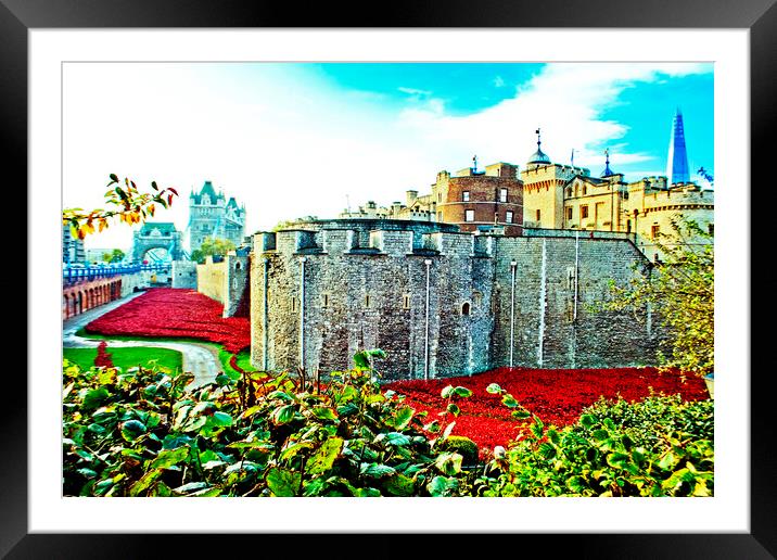 Blood-Swept Seas: London's Tower Poppy Tribute Framed Mounted Print by Andy Evans Photos