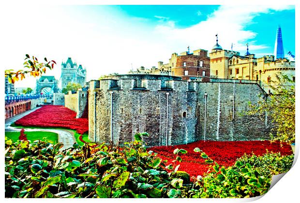 Blood-Swept Seas: London's Tower Poppy Tribute Print by Andy Evans Photos