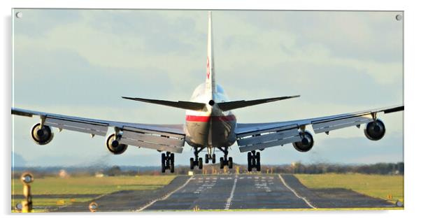 Boeing 747-400 landing Acrylic by Allan Durward Photography