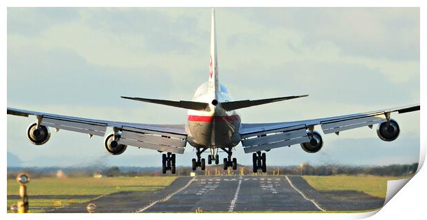 Boeing 747-400 landing Print by Allan Durward Photography