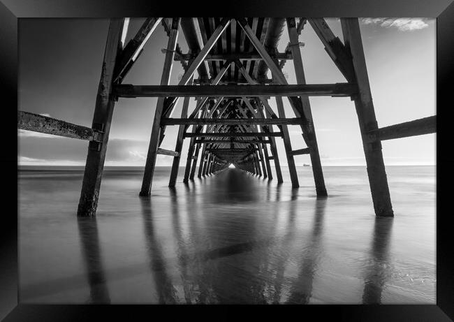 Steetley Pier Black and White Framed Print by Tim Hill