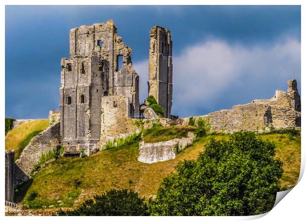 Corfe Castle Dorset Print by Beryl Curran