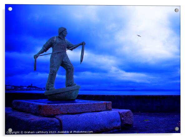Newlyn Fisherman Statue Acrylic by Graham Lathbury