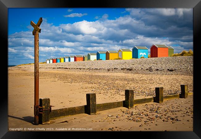 Beach Huts at Findhorn, Scotland Framed Print by Peter O'Reilly