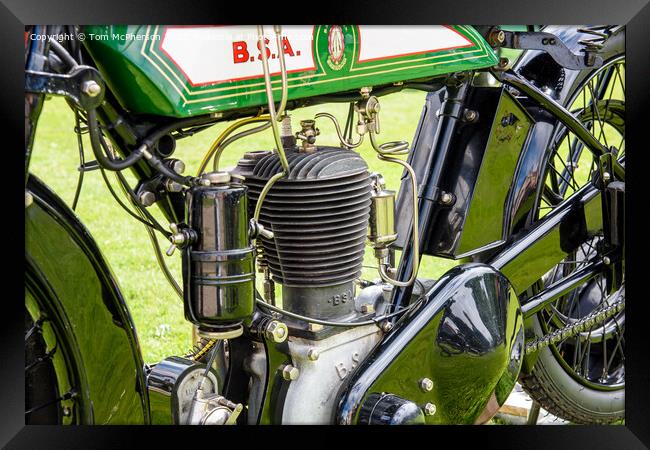 Unveiling Nostalgia: Vintage BSA Motorcycle Framed Print by Tom McPherson