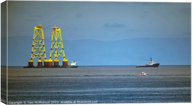 Offshore wind plant suction bucket jackets on Tow Canvas Print by Tom McPherson
