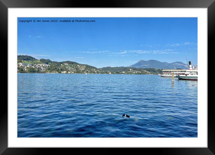 Tranquil Lake Lucerne, Switzerland. Framed Mounted Print by Jim Jones