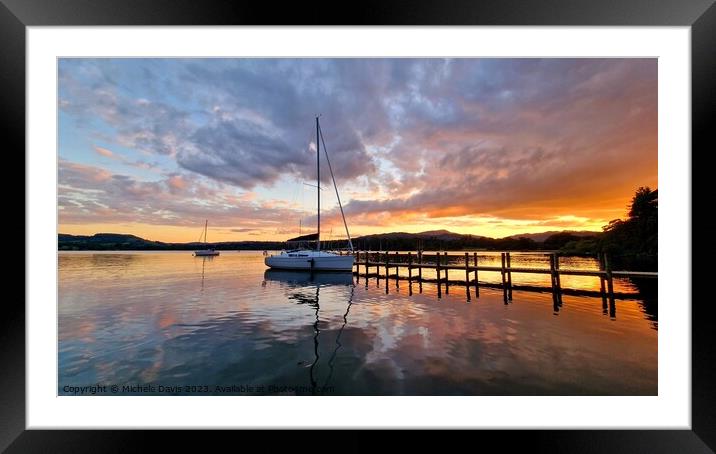 Ambleside Waterhead Sunset Framed Mounted Print by Michele Davis