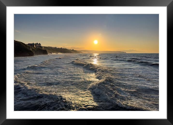 Whitby Beach Sunset Framed Mounted Print by Derek Beattie