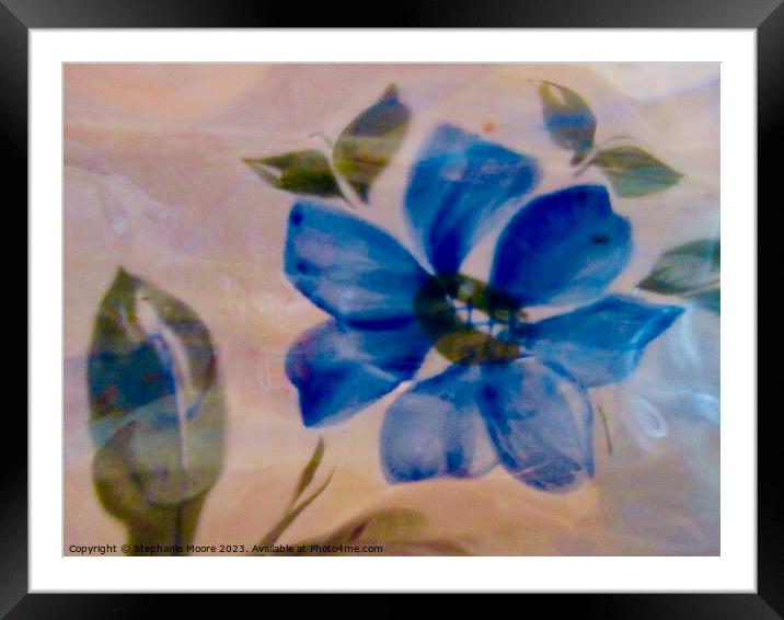 Abstract blue flower Framed Mounted Print by Stephanie Moore