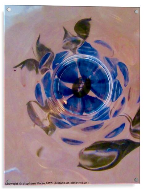 Blue flower abstract Acrylic by Stephanie Moore