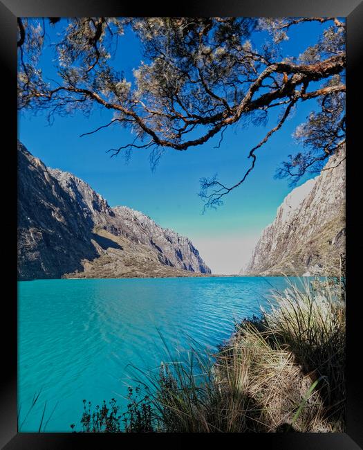 Beautiful turquoise mountain lake in Peu Framed Print by Steve Painter