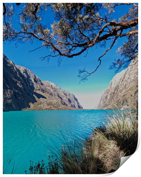 Beautiful turquoise mountain lake in Peu Print by Steve Painter
