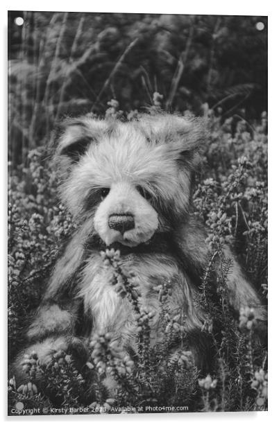 Teddy Bear in field of flowers Acrylic by Kirsty Barber