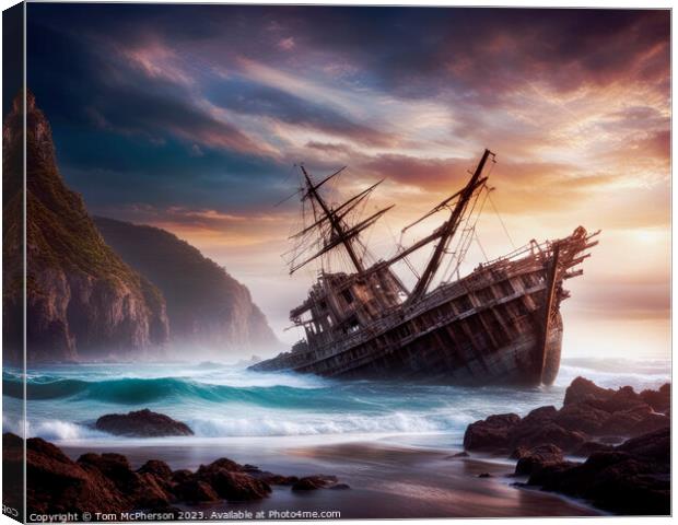  Shipwreck 27 (AI-assisted art) Canvas Print by Tom McPherson