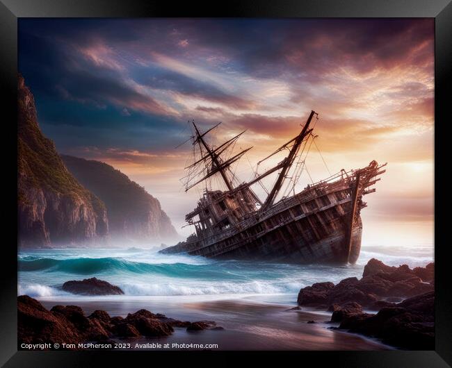  Shipwreck 27 (AI-assisted art) Framed Print by Tom McPherson
