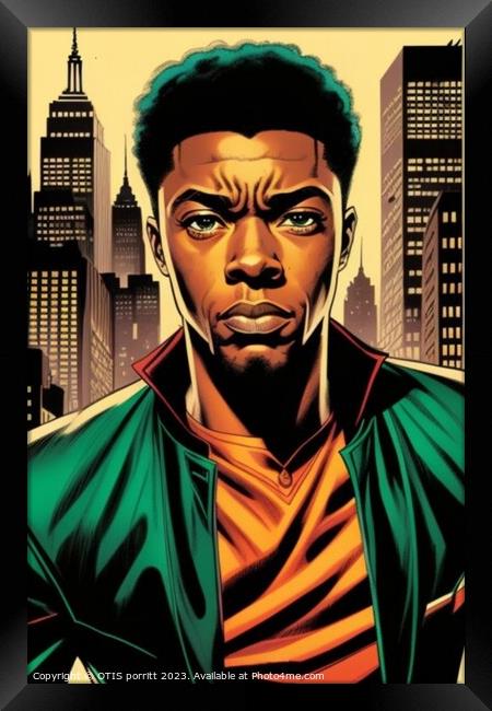 Chadwick Boseman 8 Framed Print by OTIS PORRITT