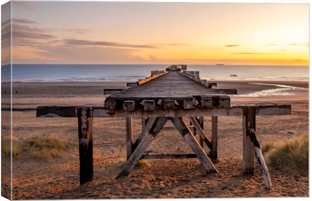 Steetley Pier Sunrise Hartlepool Canvas Print by Steve Smith