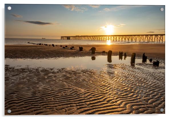 Steetley Pier Sunrise Hartlepool Acrylic by Steve Smith