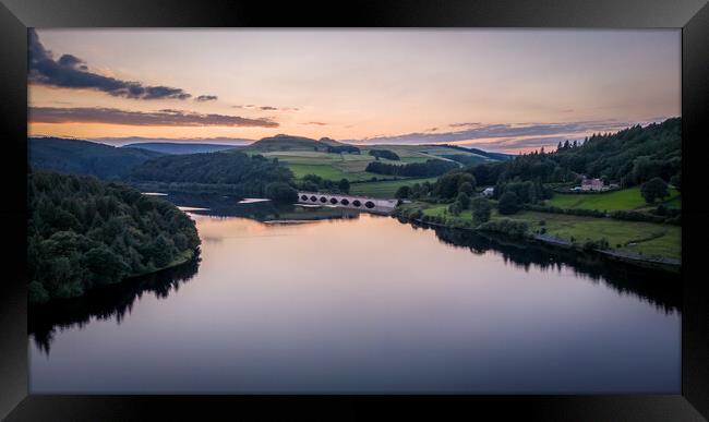 Ladybower Reservoir Sunset Framed Print by Apollo Aerial Photography