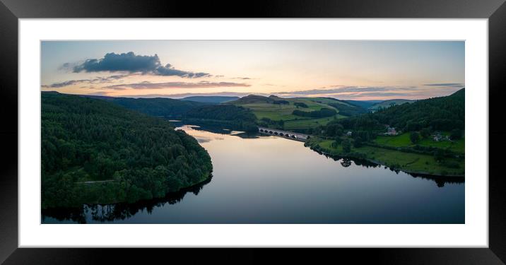 Ladybower Reservoir Sunset Framed Mounted Print by Apollo Aerial Photography