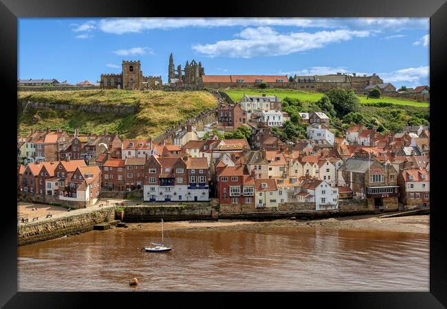 Whitby Old Town and the Harbour Framed Print by Derek Beattie