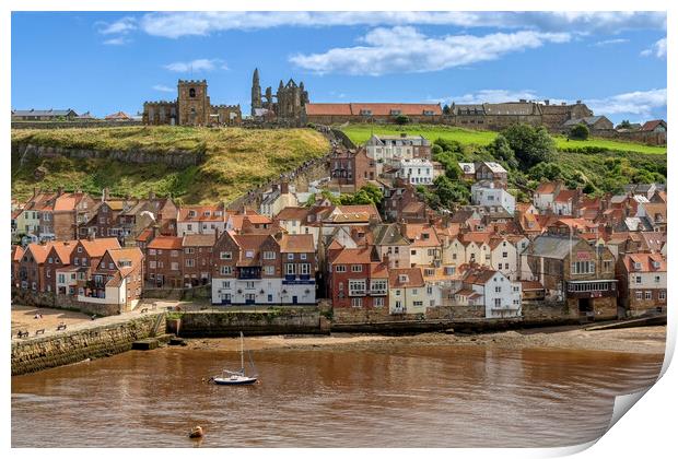 Whitby Old Town and the Harbour Print by Derek Beattie