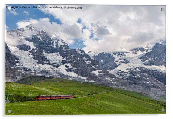 Mountain railway below the Eiger Acrylic by Graham Moore