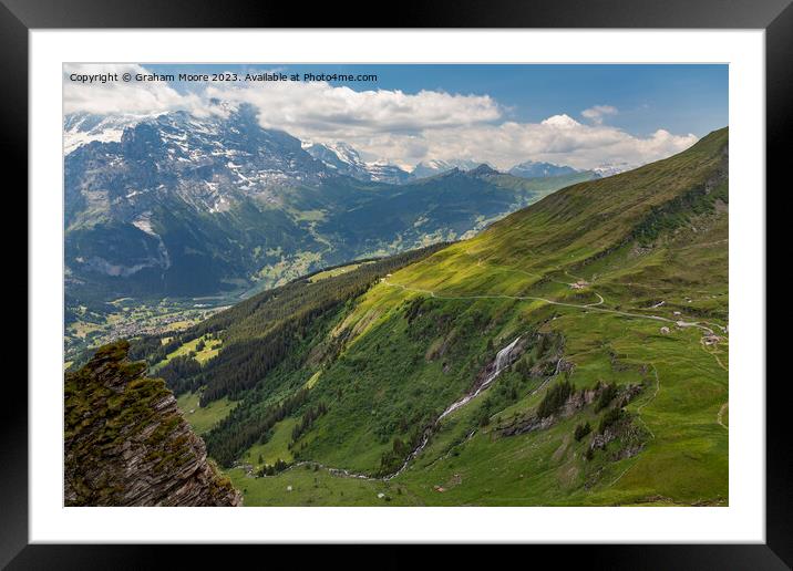 Milibach waterfall above Grindelwald Framed Mounted Print by Graham Moore