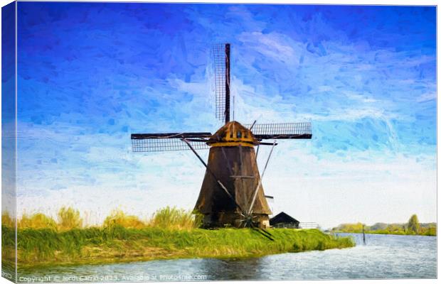 Windmills in Kiderdijk - CR2305-9258-OIL Canvas Print by Jordi Carrio