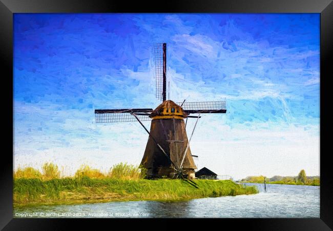 Windmills in Kiderdijk - CR2305-9258-OIL Framed Print by Jordi Carrio