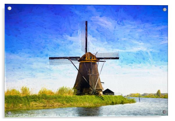 Windmills in Kiderdijk - CR2305-9258-OIL Acrylic by Jordi Carrio