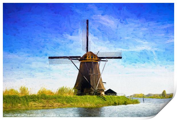 Windmills in Kiderdijk - CR2305-9258-OIL Print by Jordi Carrio