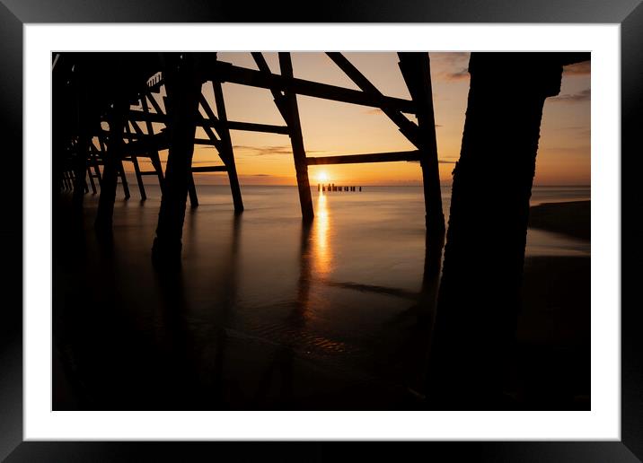 Steetley Pier Silhouettes: Hartlepool Sunrise Framed Mounted Print by Tim Hill