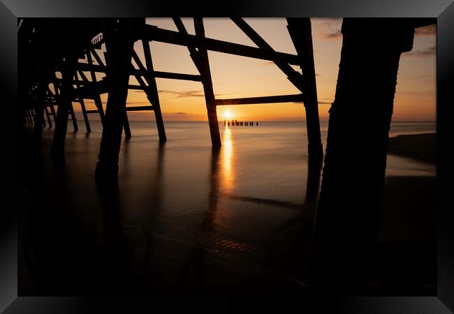 Steetley Pier Silhouettes: Hartlepool Sunrise Framed Print by Tim Hill