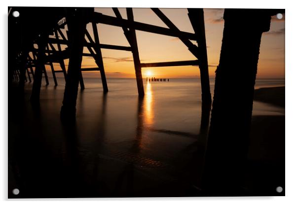 Steetley Pier Silhouettes: Hartlepool Sunrise Acrylic by Tim Hill