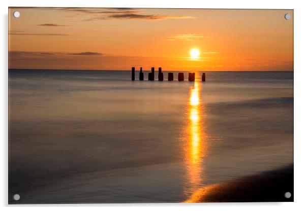 Hartlepool Sunrise near Steetley Pier Acrylic by Tim Hill