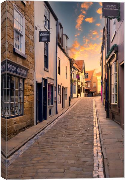 Whitby Shambles at Sunrise Canvas Print by Tim Hill