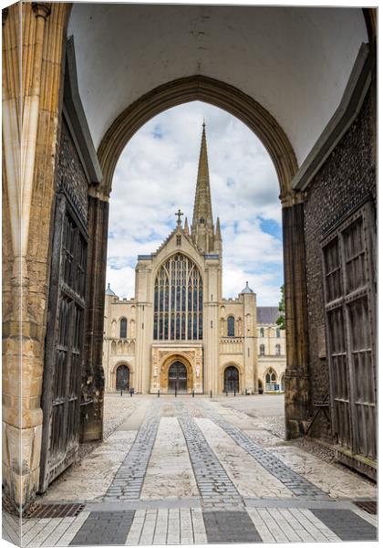 Norwich Cathedral seen through Erpingham Gate Canvas Print by Jason Wells