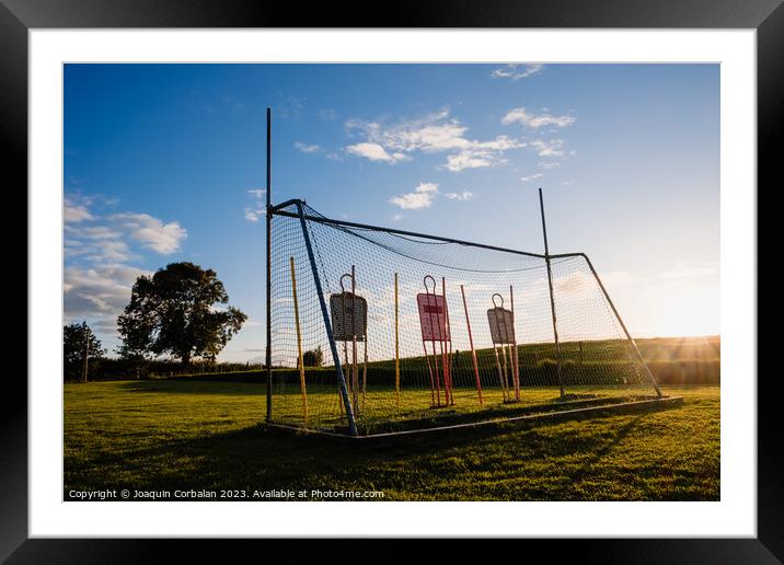 Gaelic football goal, with obstacles for training. Framed Mounted Print by Joaquin Corbalan