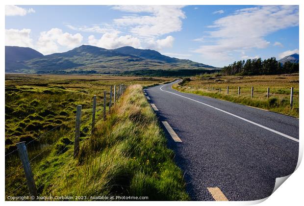 Travelers in search of solitude and nature are enchanted by the Irish roads. Print by Joaquin Corbalan