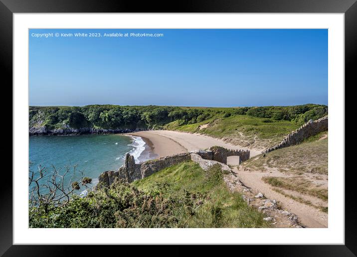 View down to Barfundle Bay Pembrokeshire Framed Mounted Print by Kevin White