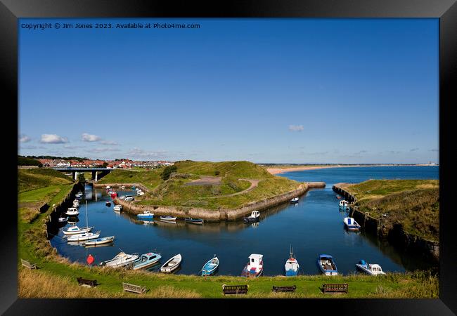 Seaton Sluice Harbour at High Tide  Framed Print by Jim Jones