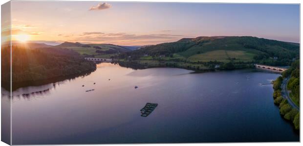 Ladybower Reservoir at Sunset Canvas Print by Apollo Aerial Photography